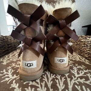 UGG Tan Boots with Brown Bows
